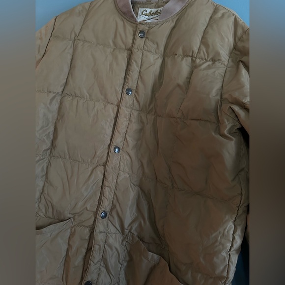 Vintage Cabelas Goose Down Quilted Puffer Jacket Beige Tan Men's Size Large - Picture 2 of 5